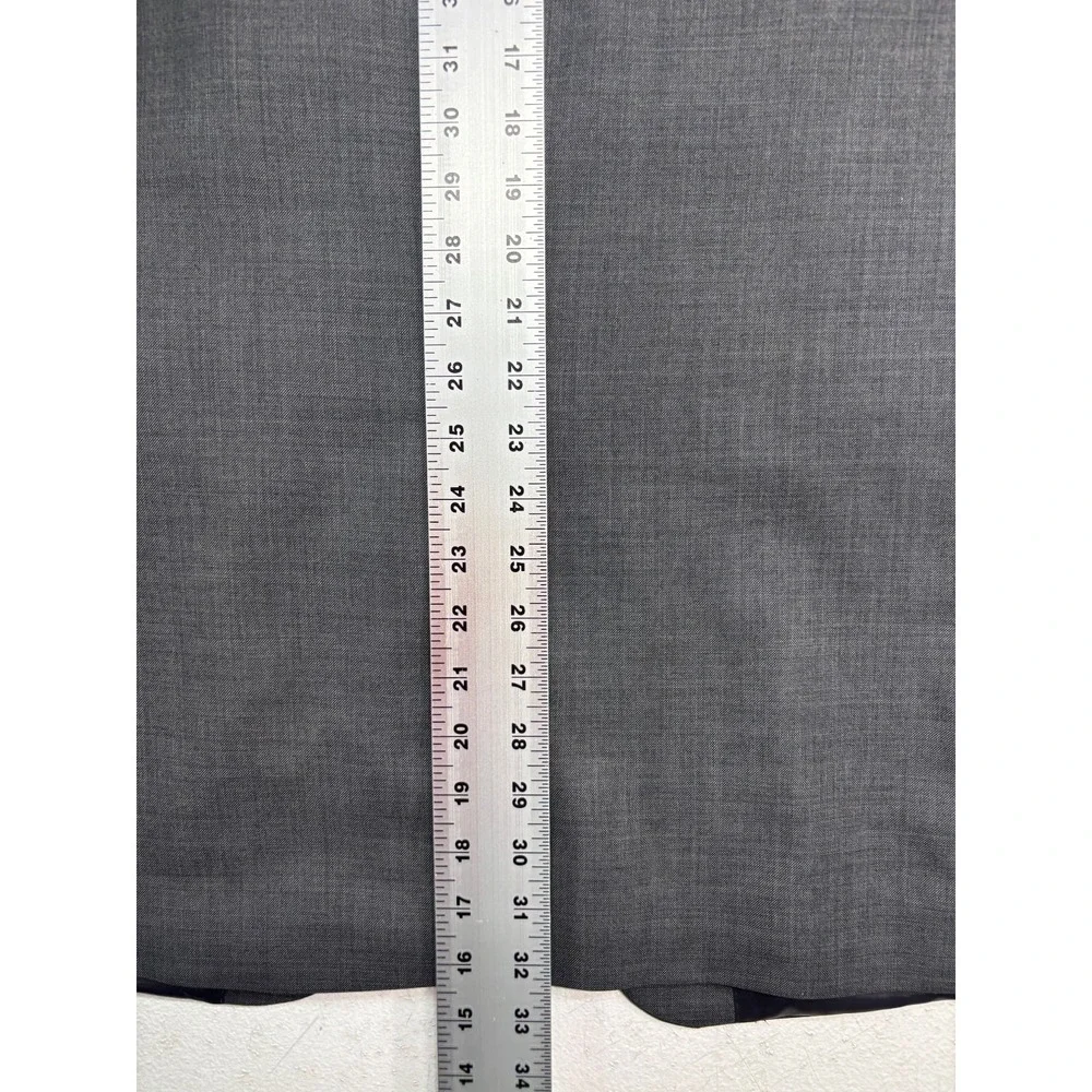 Ralph Lauren 44L 36x34 Gray Sharkskin 2pc Pant Suit Flat Front 100% Wool Mens